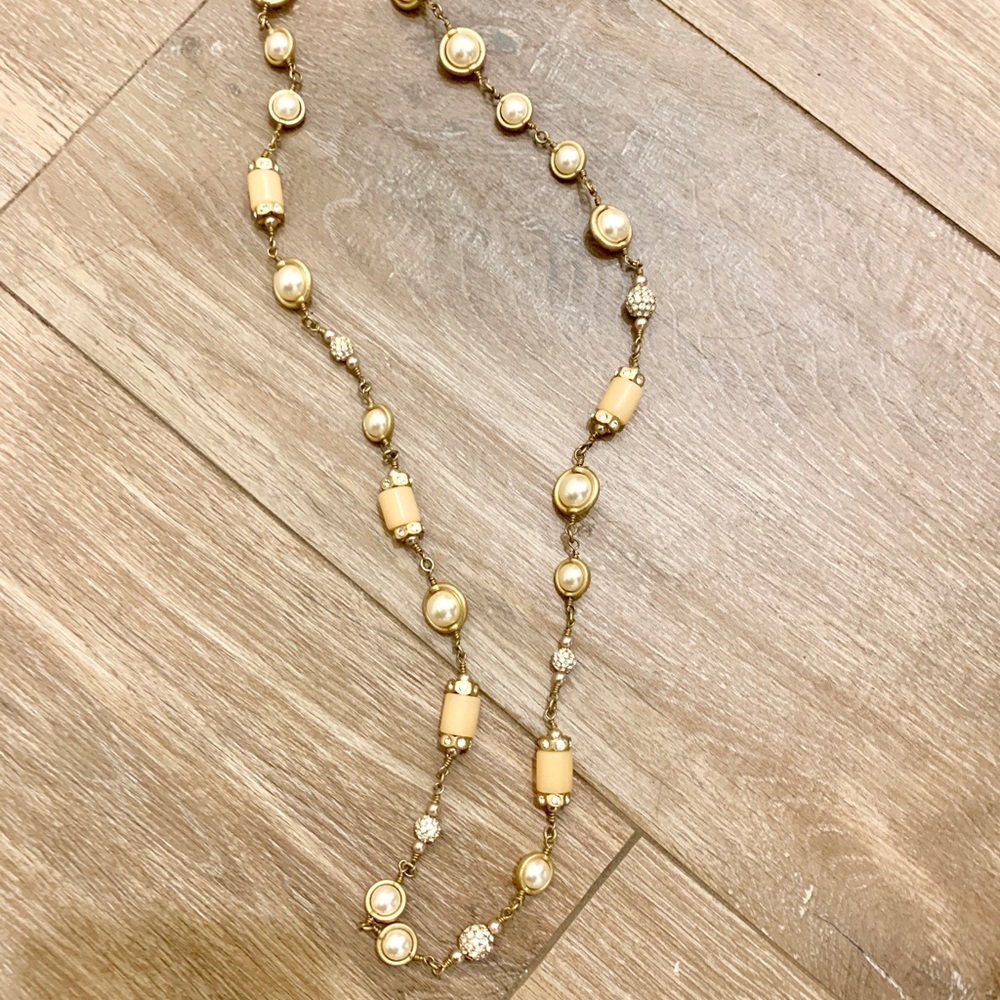 J. Crew light peach and gold long necklace